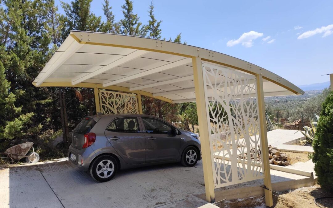 Στέγαστρο αυτοκινήτων με πάνελ αλουμινίου etalbond